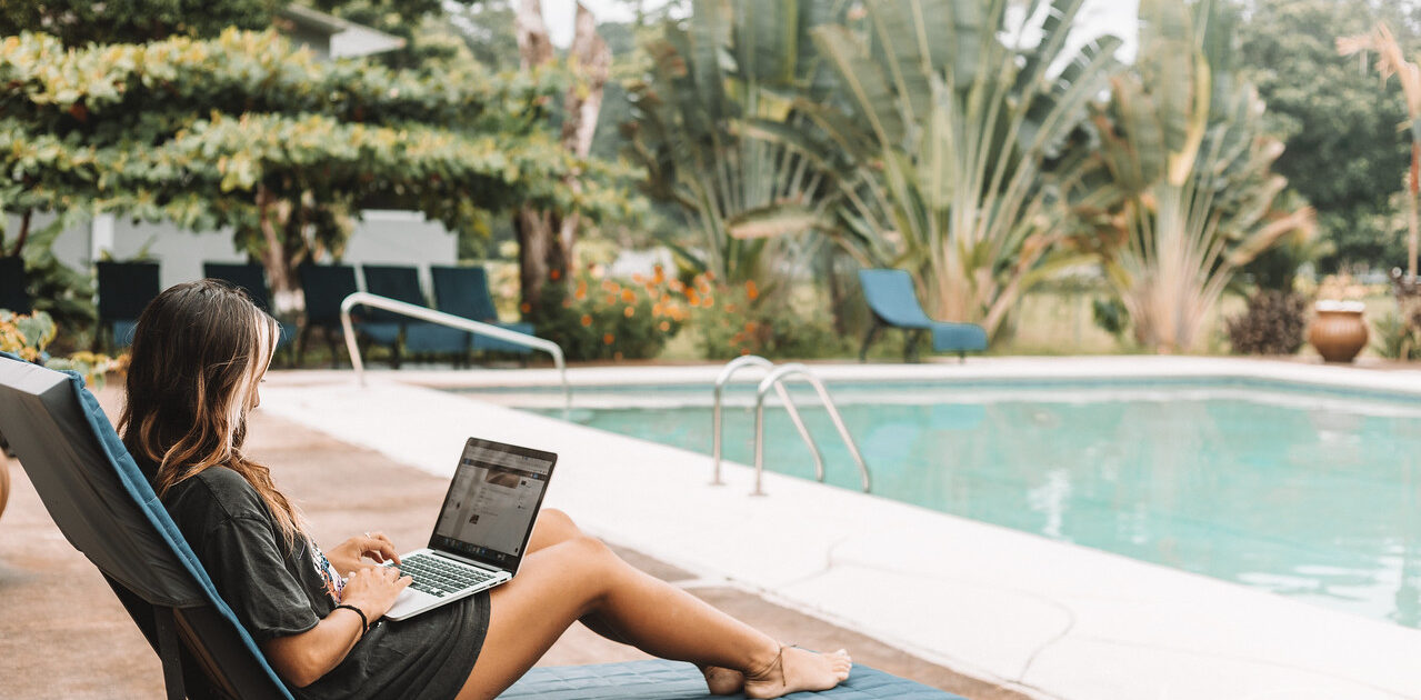 digital nomad by the pool